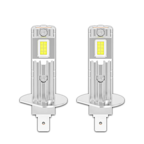 2Pcs H1 LED Car Headlight Bulbs H1 Led Canbus Fog Lights Fanless 1:1 Mini Size Wireless 6500K White Plug&Play Auto Lamps 12V 24V