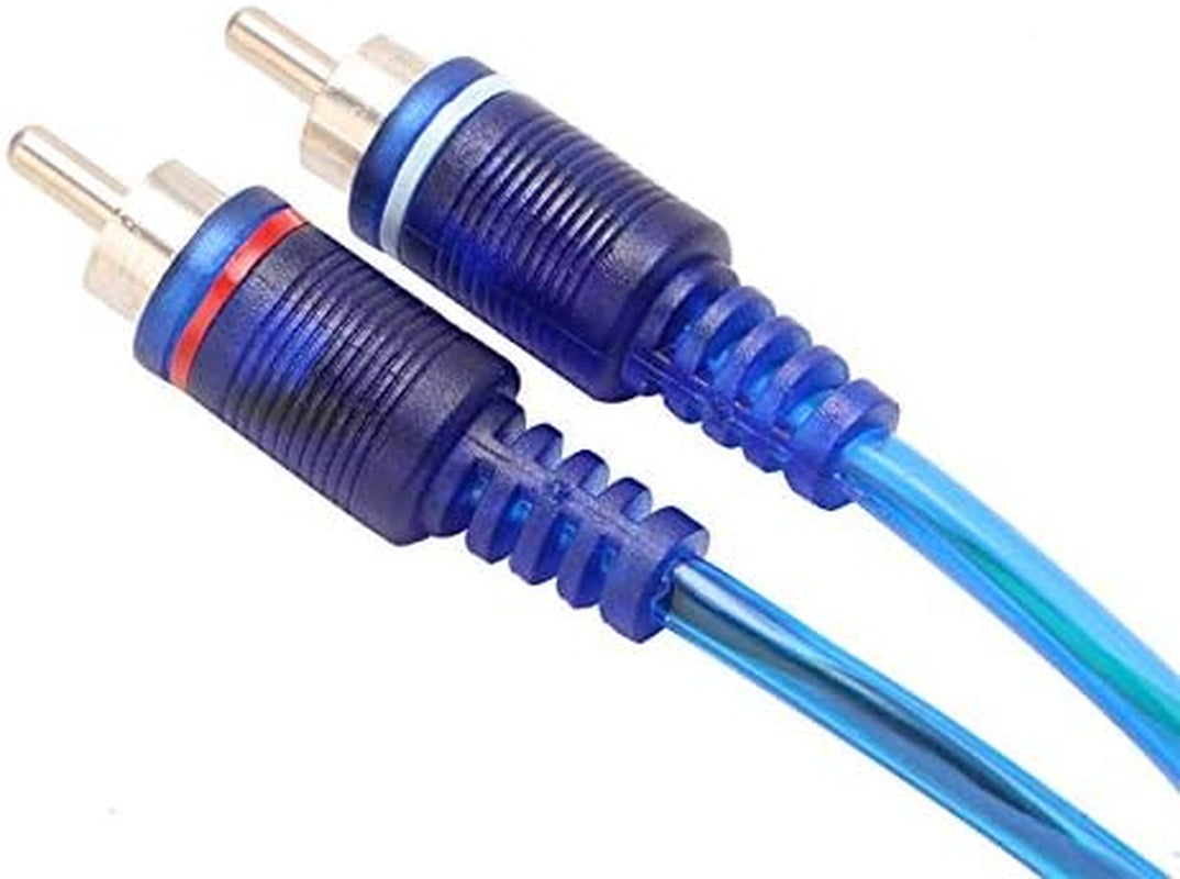 RCA Y Adapter Connector 1 Female to 2 Male, Car Audio RCA Splitter Adapter Cable, Blue (2 Pack)