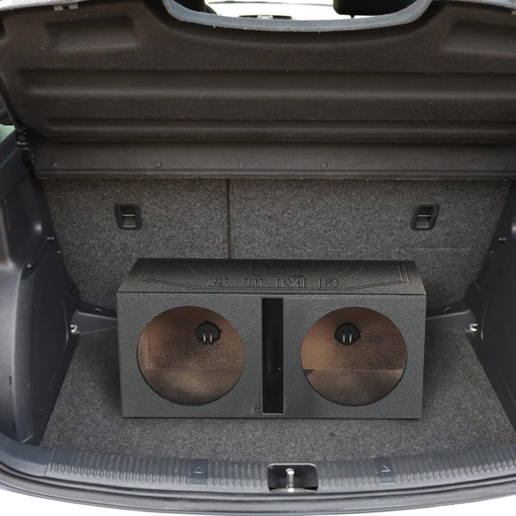 QBOMB10V Dual 10 Inch Vented Port Subwoofer Sub Box, 1 Cubic Foot per Sub, Tuning Frequency 40 Hz, with Bedliner Spray
