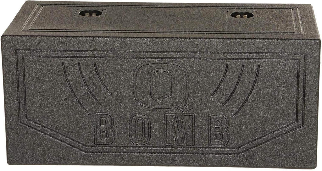 QBOMB10V Dual 10 Inch Vented Port Subwoofer Sub Box, 1 Cubic Foot per Sub, Tuning Frequency 40 Hz, with Bedliner Spray