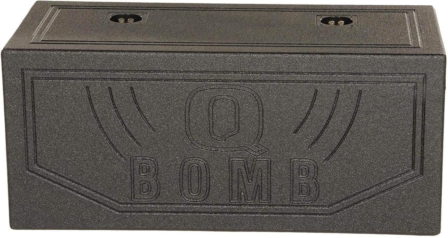QBOMB10V Dual 10 Inch Vented Port Subwoofer Sub Box, 1 Cubic Foot per Sub, Tuning Frequency 40 Hz, with Bedliner Spray