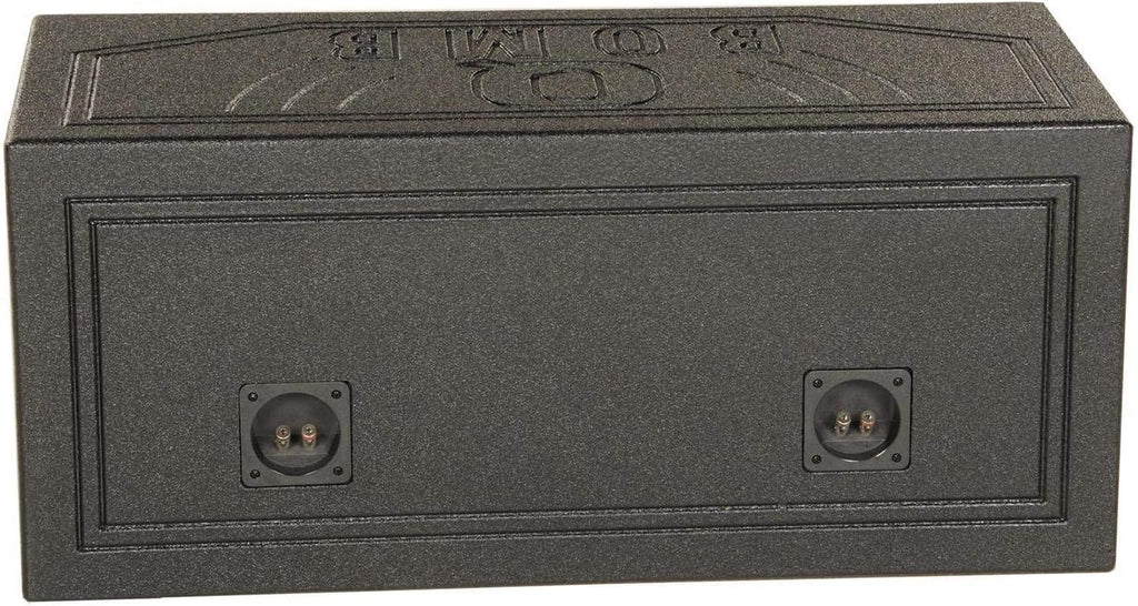 QBOMB10V Dual 10 Inch Vented Port Subwoofer Sub Box, 1 Cubic Foot per Sub, Tuning Frequency 40 Hz, with Bedliner Spray