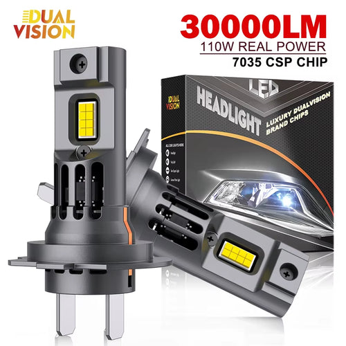 110W Turbo H7 LED CANBUS Lights 30000LM H4 H11 9005 9006 HB3 HB4 Mini Lamp 7035 CSP Wireless Car Headlight Bulbs with Fan