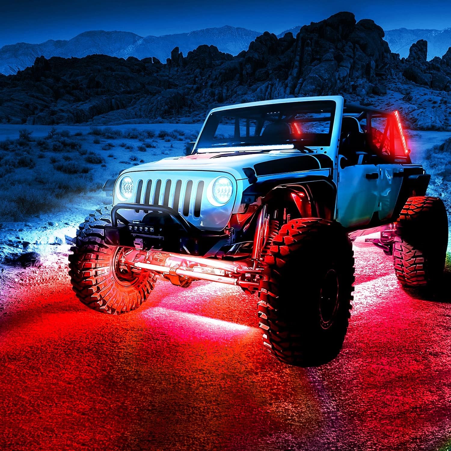 4Pcs Car Underglow Neon Accent Strip Lights 252 Leds RGB 8 Color Sound Active Function Music Mode with Wireless Remote Control Underbody Light Strips for Cars Van SUV Truck