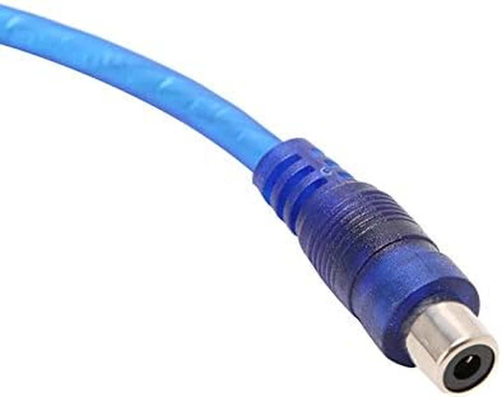 RCA Y Adapter Connector 1 Female to 2 Male, Car Audio RCA Splitter Adapter Cable, Blue (2 Pack)