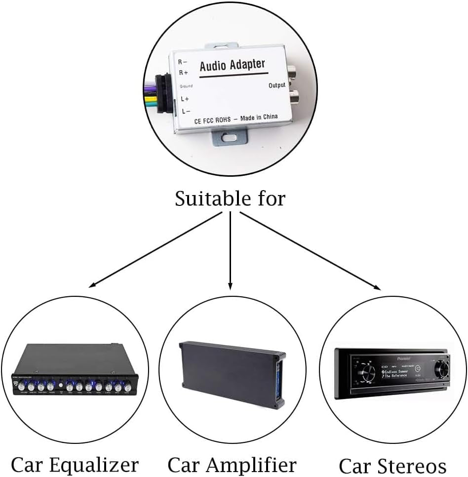 Car Stereo Audio Speak Signal Hi-Low Converter for Auto Amp Subwoofer Amplifier CD Player High to Low Adapter Audio Amp Converter