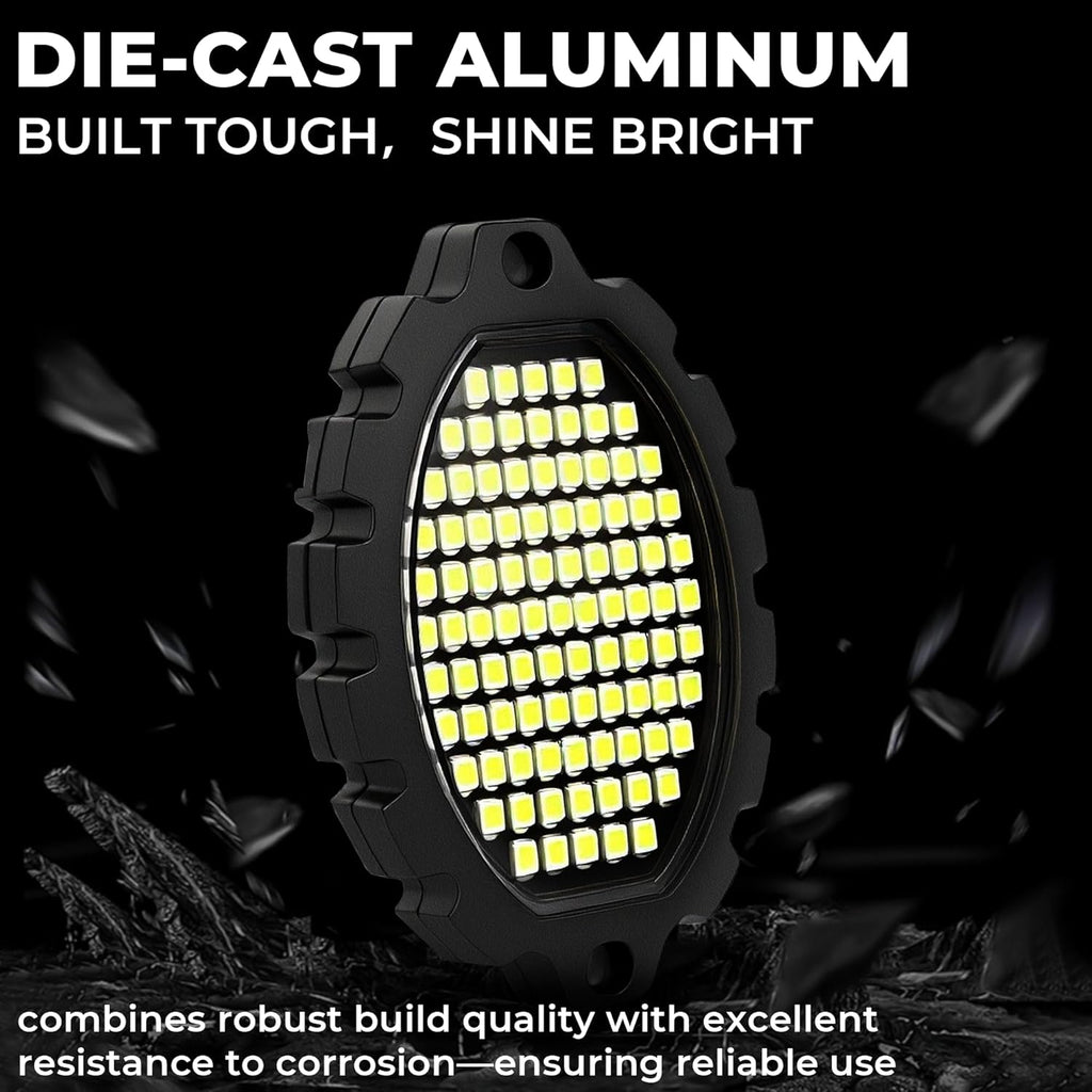 20 Pods Aluminum 1860Leds Super Bright White Rock Lights with Switch Wiring Harness, Metal Underglow Light Waterproof Led Lights for Trucks Jeep ATV UTV Suv,Plug and Play, Easy to Install(Patented)