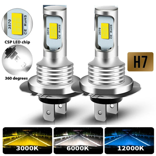 2Pcs H7 CSP Mini LED H4 H1 H11 Car Headlight Bulbs H8 HB3 HB4 9005 9006 Led Canbus 100W 20000LM 6000K 12V 24V Auto Fog Lights